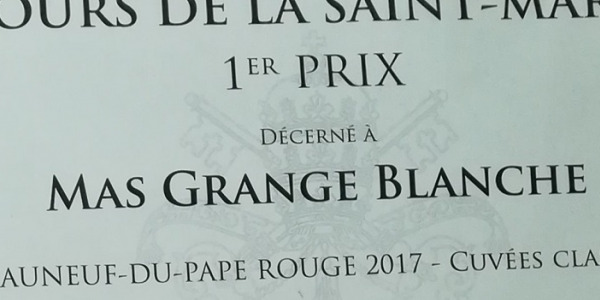 1er Prix pour le Châteauneuf du Pape Mas Grange Blanche rouge 2017